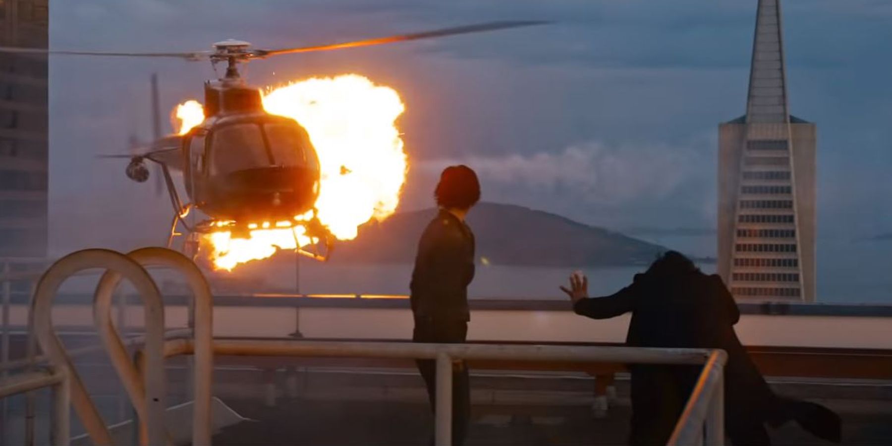 Neo attacking a helicopter