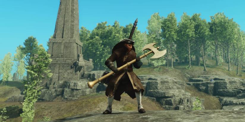 New World Axe Standing