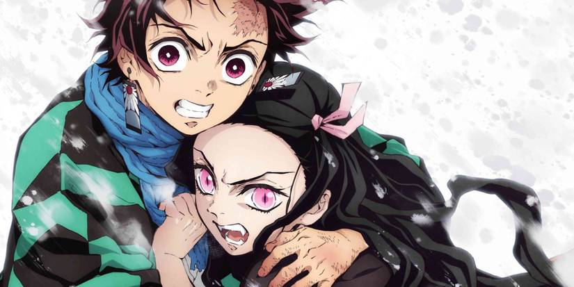 Nezuko Protecting Tanjiro Demon Slayer Hoding Tight