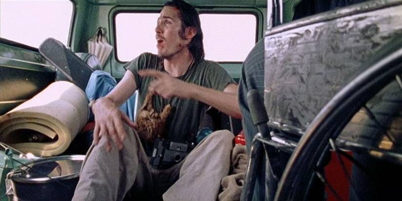 Nubbins hitchhiking in The Texas Chain Saw Massacre