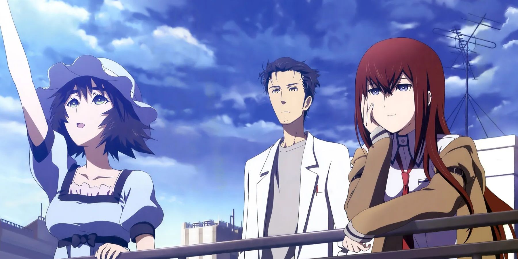 Okabe, Mayuri, and Kurisu in the Steins Gate anime