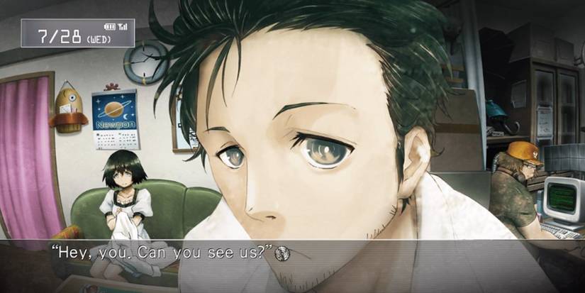 Okabe Rintarou having a monologue in the Steins Gate visual novel