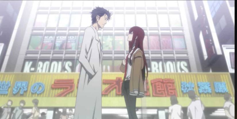 Okabe and Kurisu in the Steins Gate anime