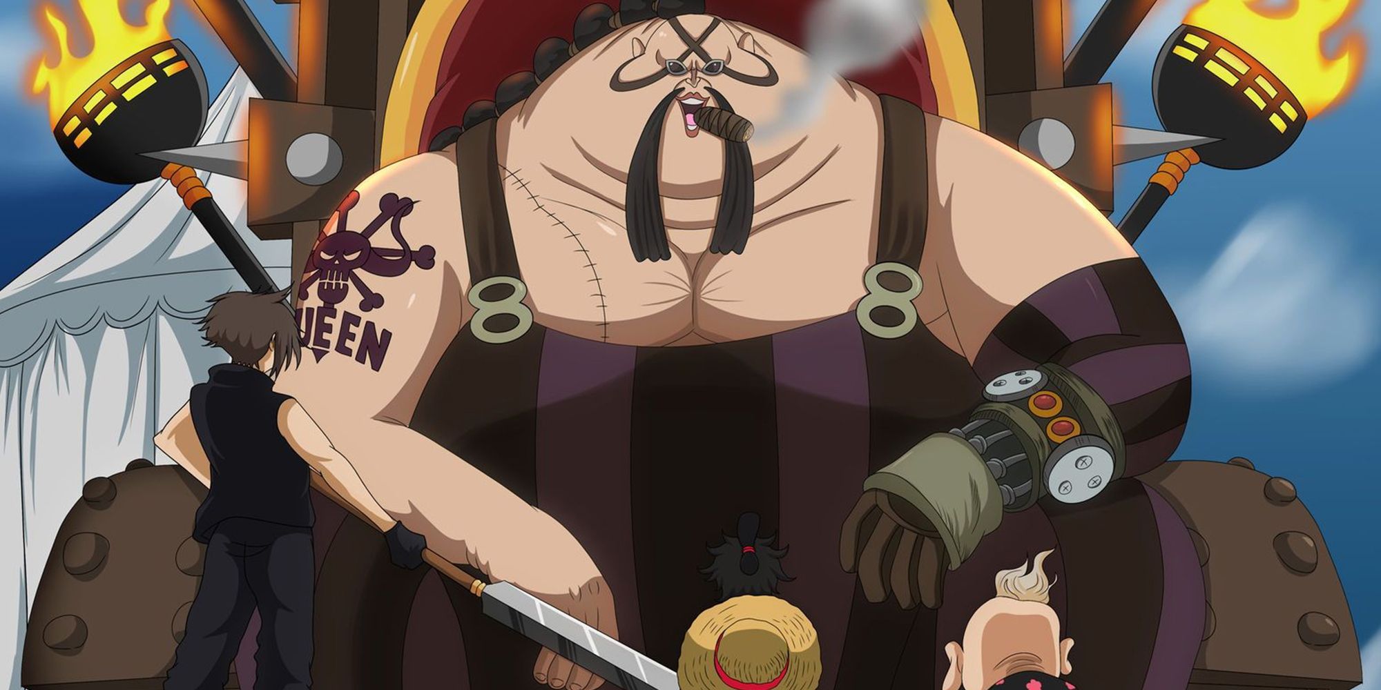 One Piece - Queen Sitting On His Makeshift Throne