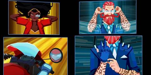 A split image of two characrers getting dressed in Operation Tango