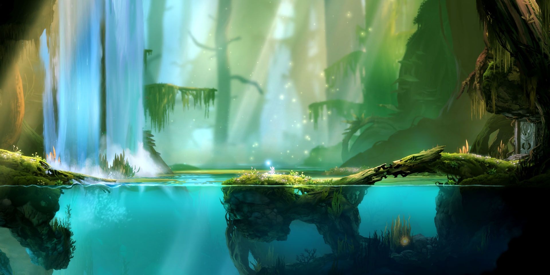 A stage in the forest in Ori and the Blind Forest