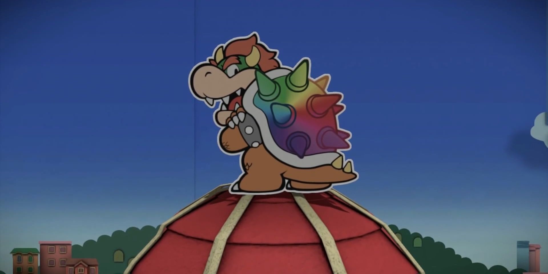 Bowser with a Rainbow Shell in Paper Mario Color Splash