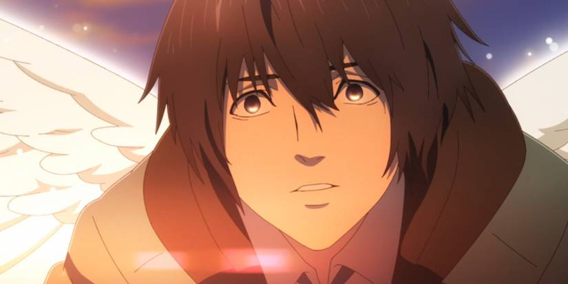 Platinum-End-1 Mirai flying with his angel wings