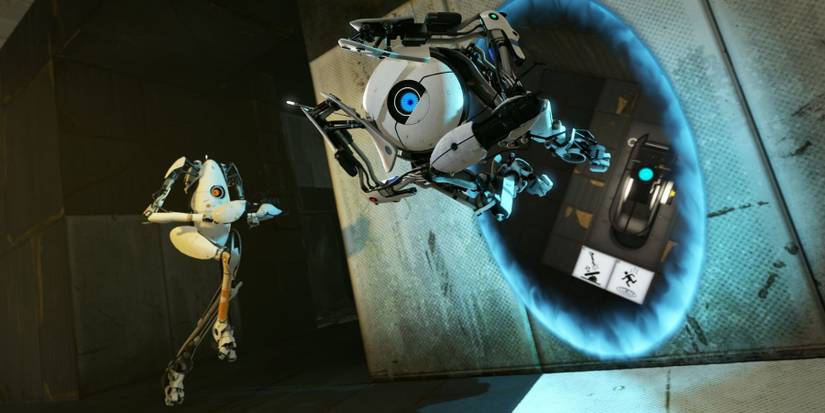 Emerging from a portal in Portal 2