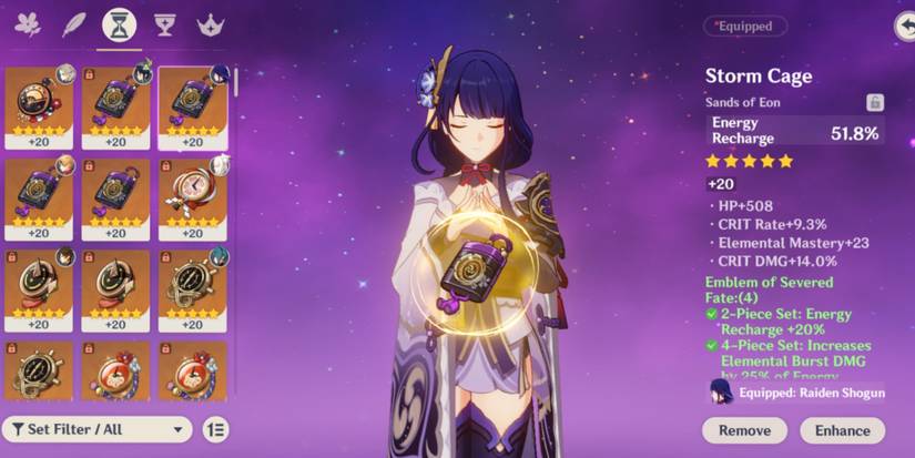 Raiden Shogun with Energy Recharge Timepiece