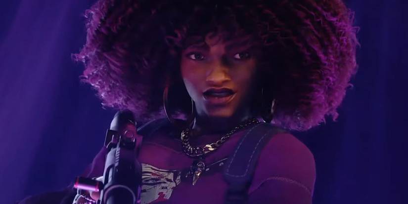 A close up of Layla Ellison from Redfall holding a gun