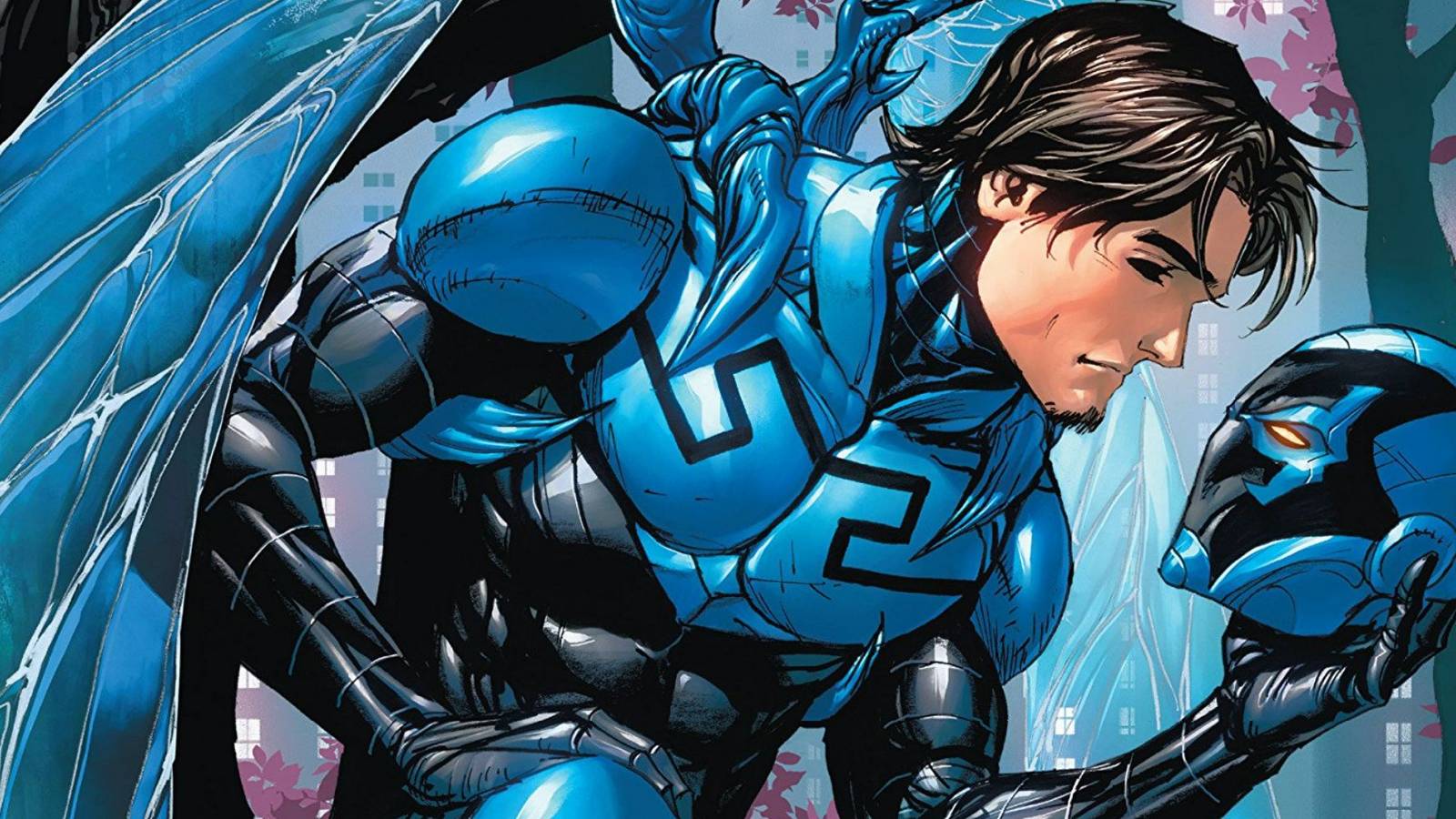 The Blue Beetle holding his mask in Road to Nowhere