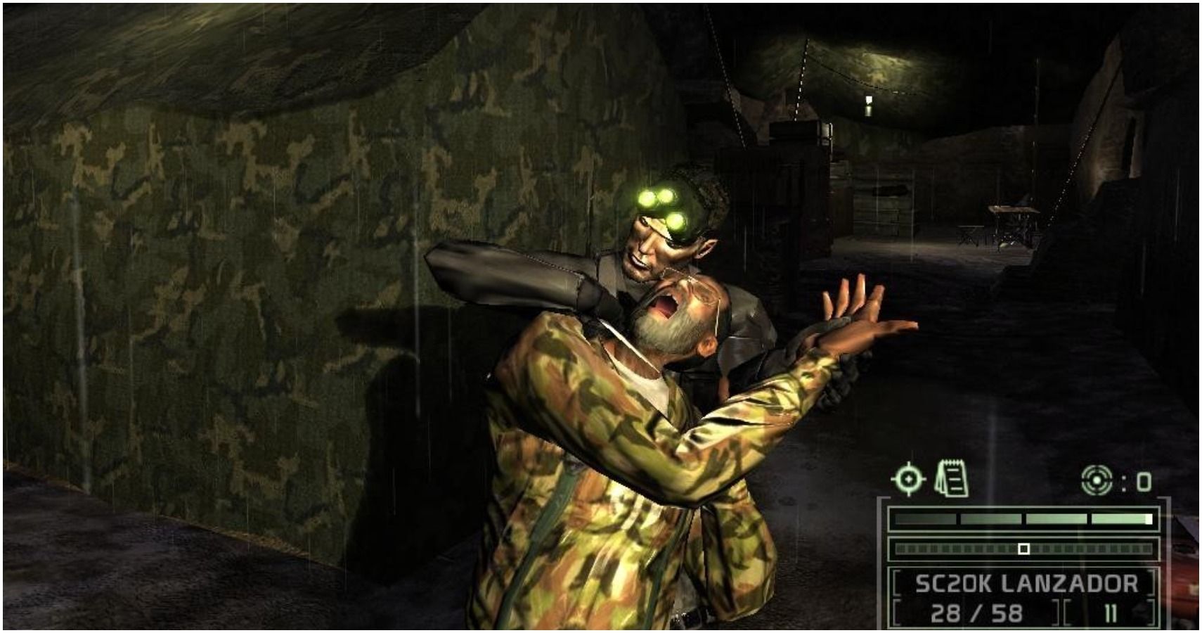 SPlinter Cell Sam interrogating a soldier