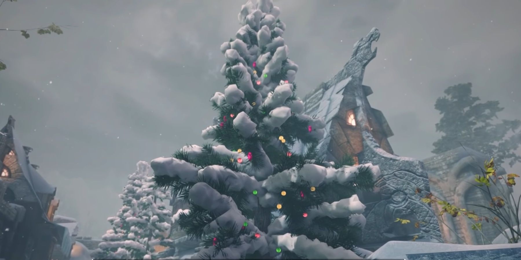 Christmas tree added to Windhelm via Saturalia mod in Skyrim