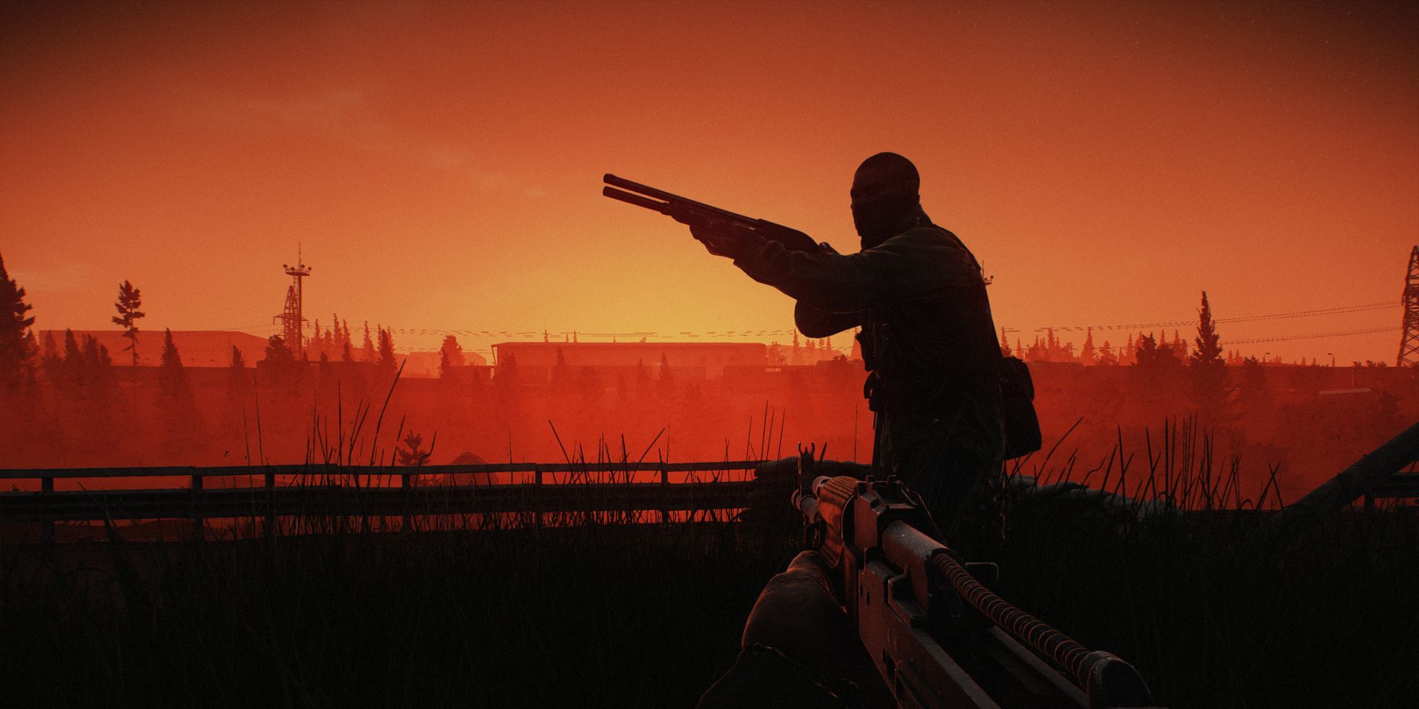 A scav outlined against the horizon at sunset in Escape from Tarkov