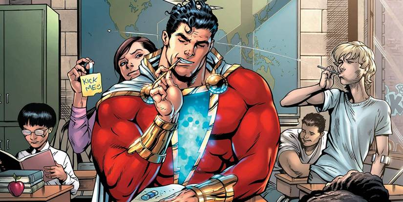 Shazam chewing a pencil in class in Shazam and the Seven Magic Lands