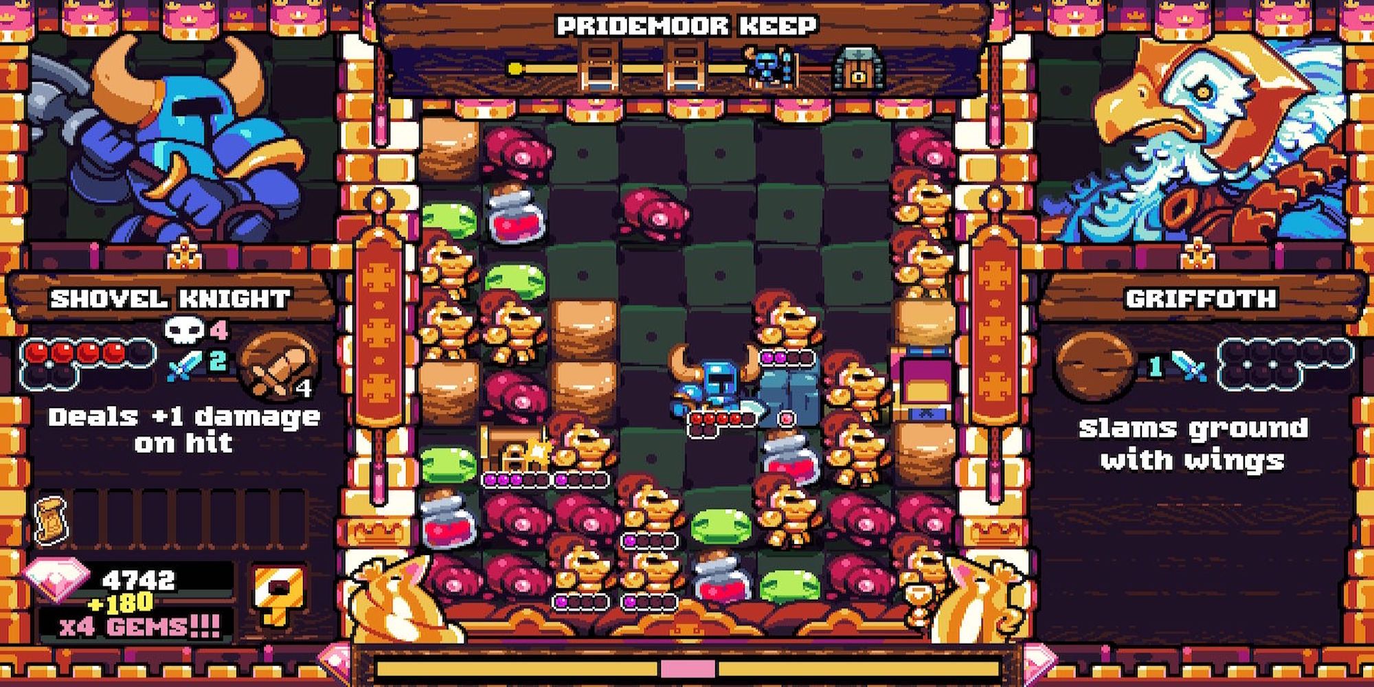 Playing a level in Shovel Knight Pocket Dungeon