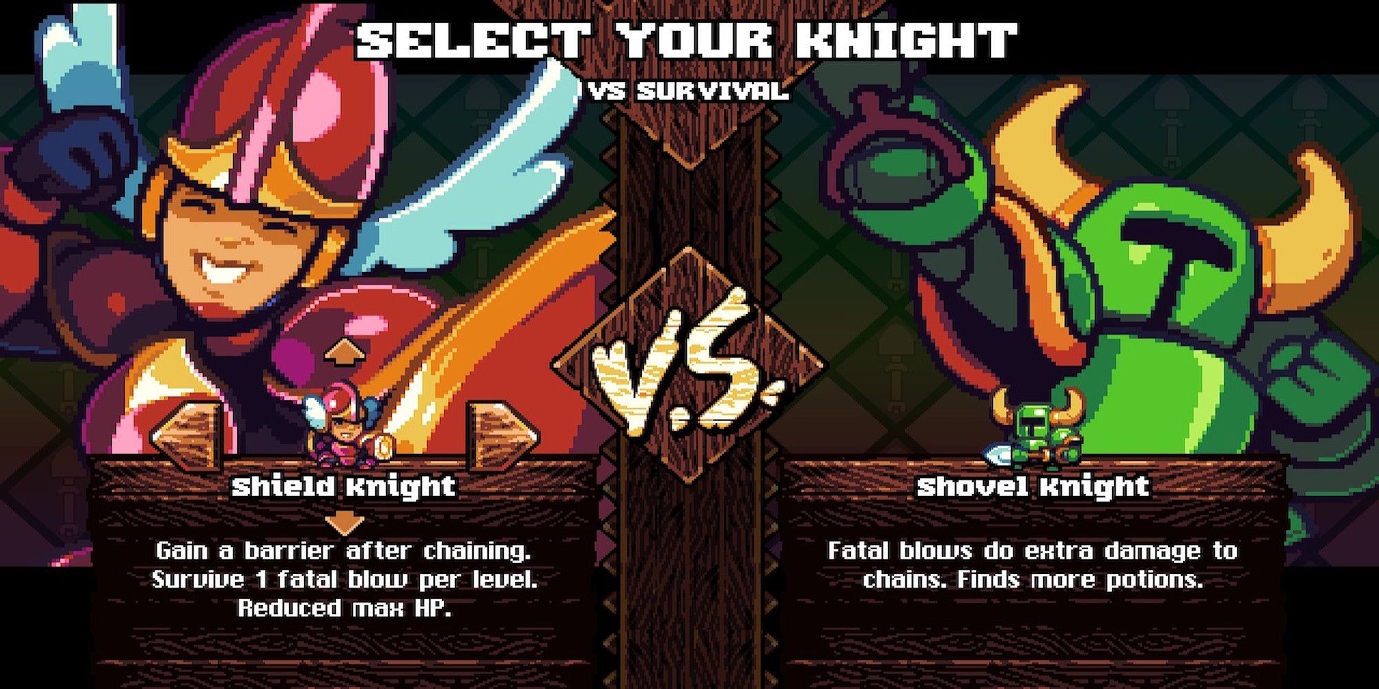 A Versus match from Shovel Knight Pocket Dungeon
