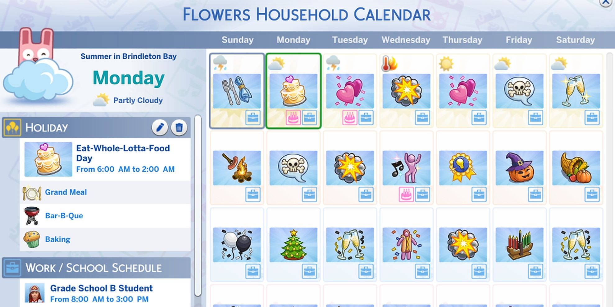 Sims 4 calendar
