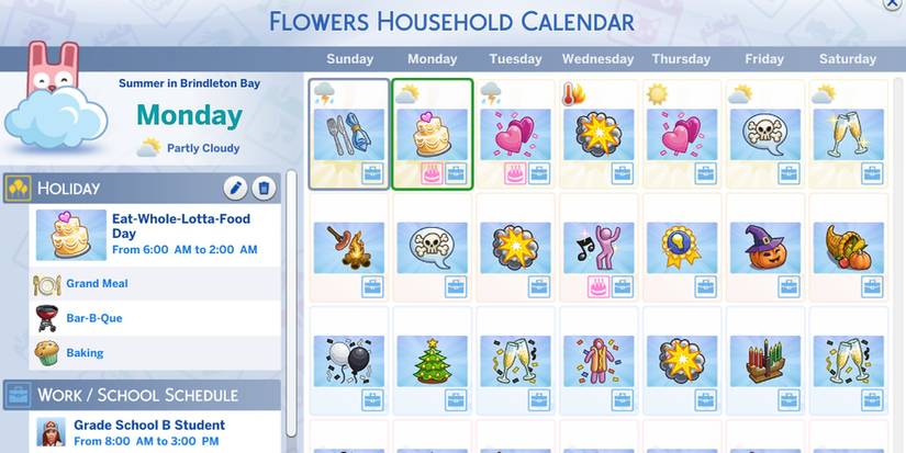 Sims 4 calendar
