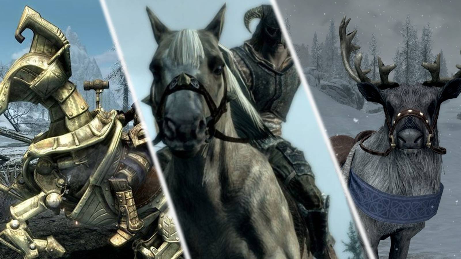 Skyrim Anniversary All New Mounts Horses Unicorn Dwarven Wild Reindeer