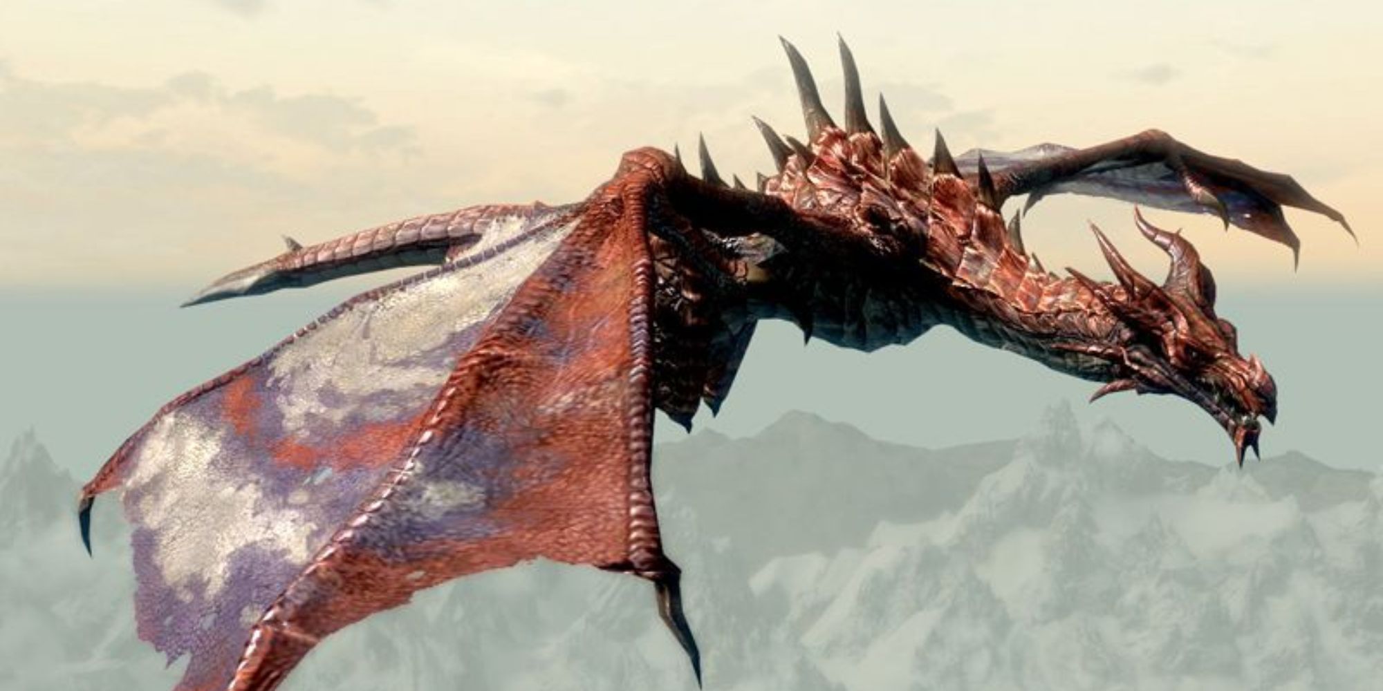 Skyrim Dragon Flying In The Sky