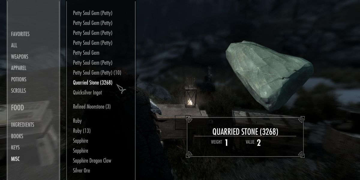 Skyrim How To Get Quarried Stone Guide Inventory