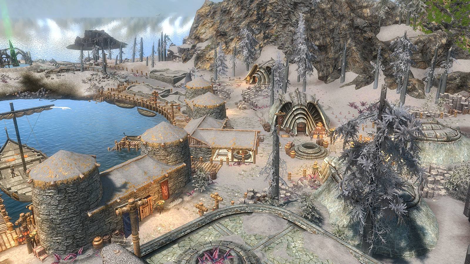 Skyrim-Raven-Rock-Solstheim-Dragonborn-Guide-Top-View-Docks-Earth-Stone-Temple-1