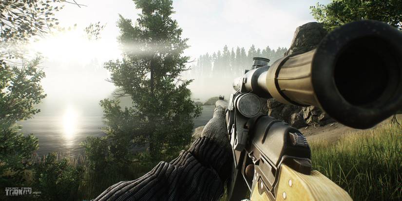A sniper in the woods in Escape from Tarkov