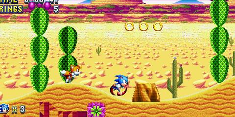 Sonic Mania - Sonic and Tails in a desert