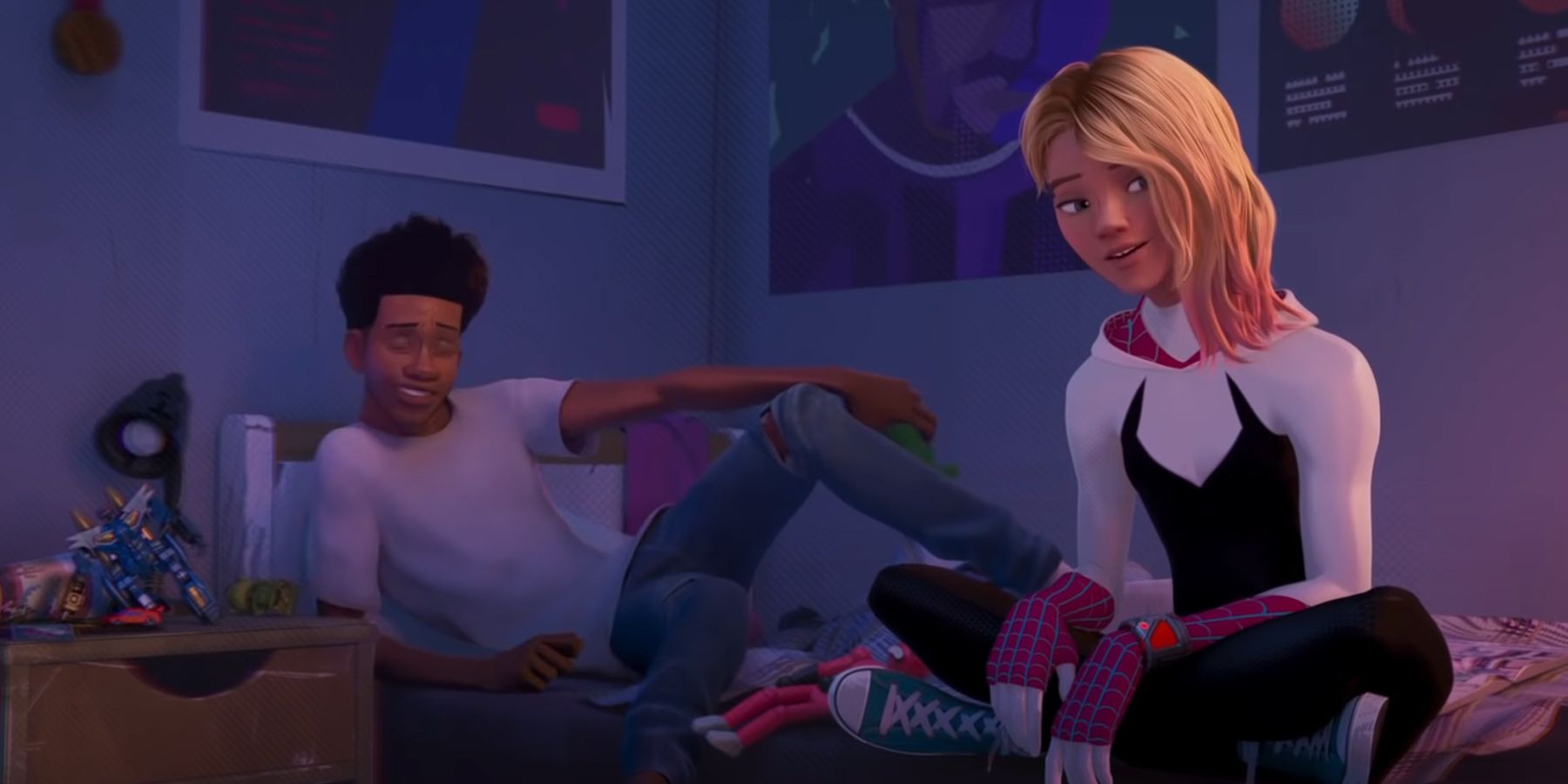 Spider-Gwen with a strange gadget on her right arm