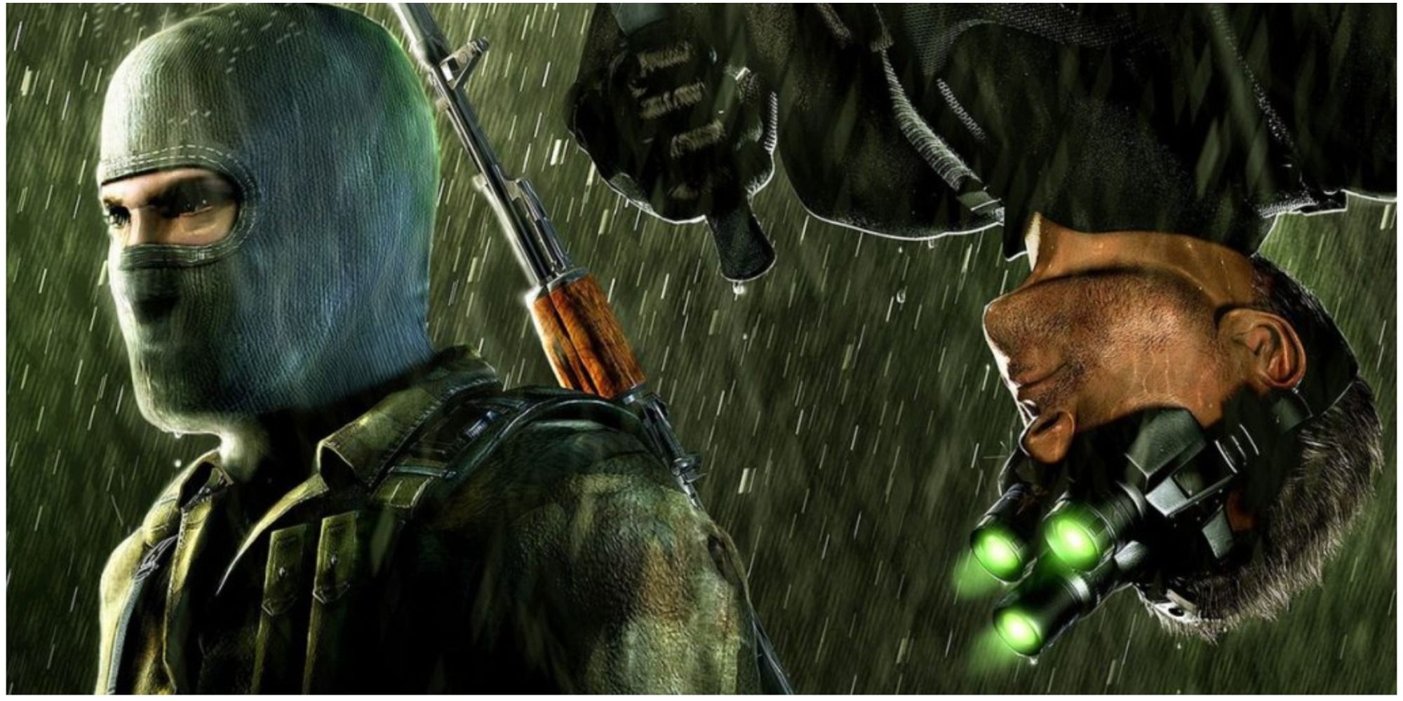 Splinter Cell Sam taking down a soldier promo art