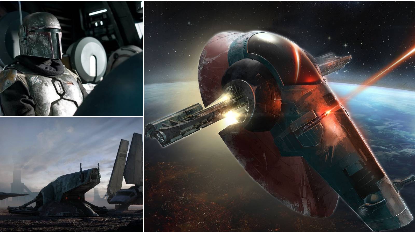 A Split Image Of Boba Fett's Ship
