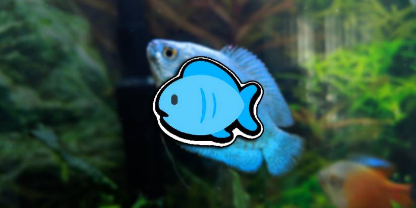 Super Auto Pets - PNG Of The Fish Overlaid Over A Blurred Image Of An Actual Blue-Tinted Fish