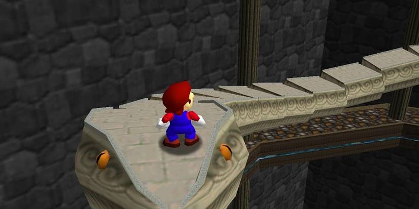 Super Mario 64 Last Impact fan mod gameplay Mario standing on snake platform