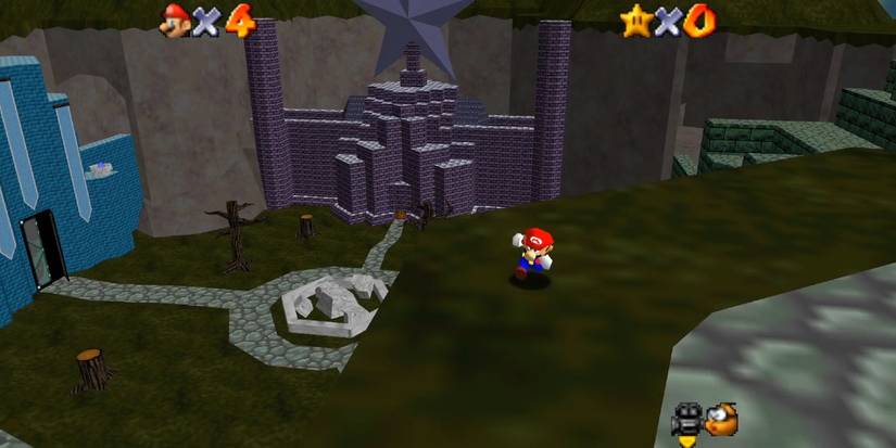 Super Mario And The Cursed Castles Mario running through dark town square