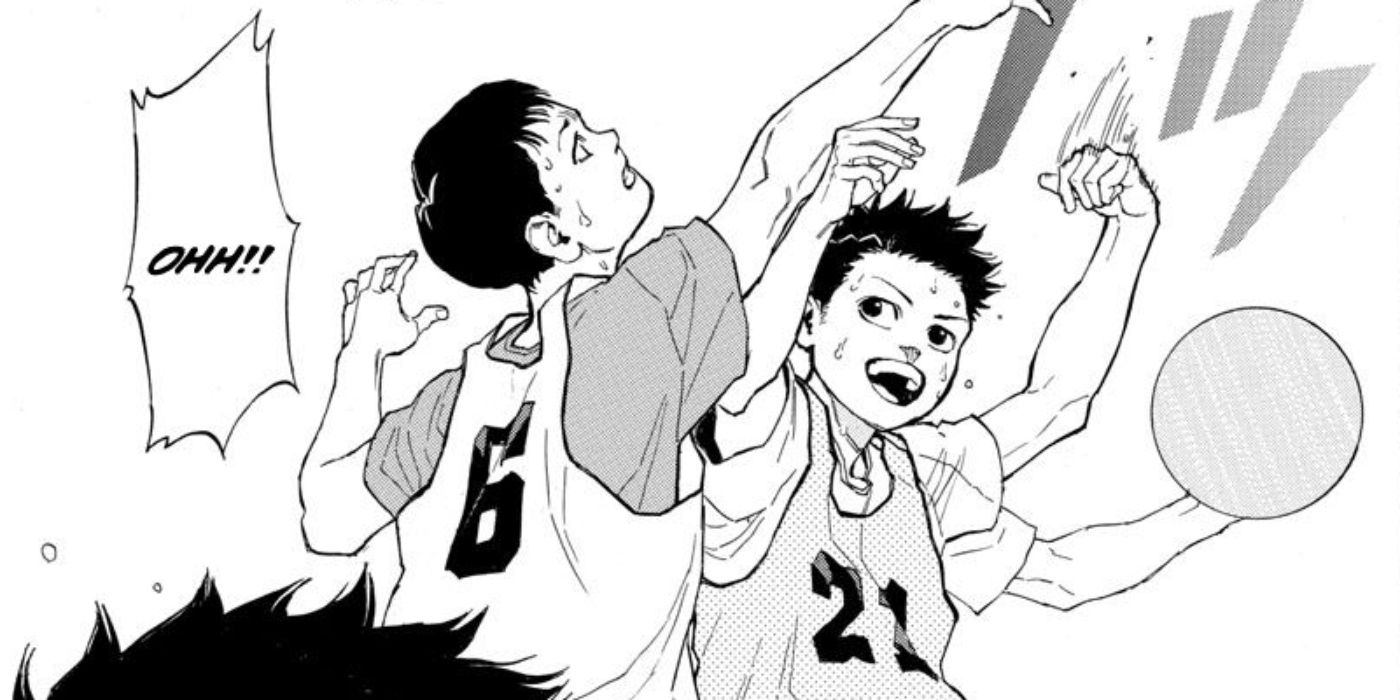 Switch Riku Tachibana playing basketball vs another student