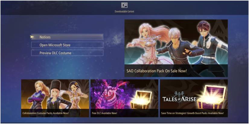 Tales of Arise DLC menu