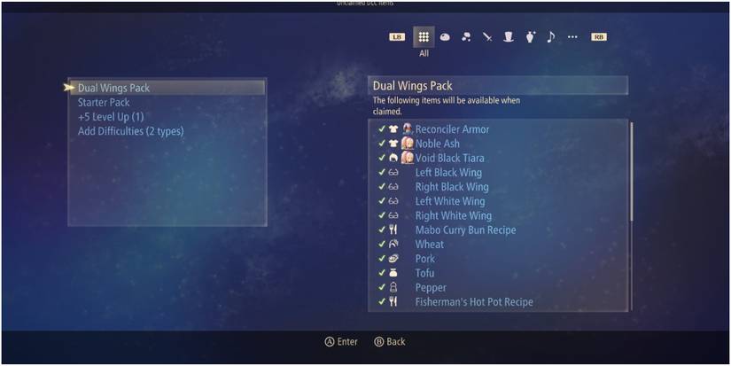 Tales of Arise Unclaimed Items menus
