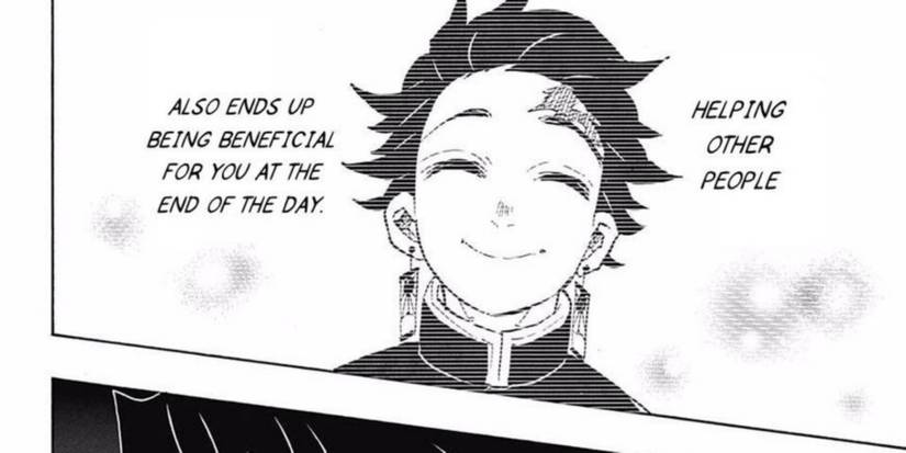 Tanjiro saying that helping others ends up with you helping yourself