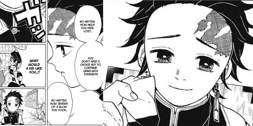 Tanjiro telling kazumi to go on no matter what