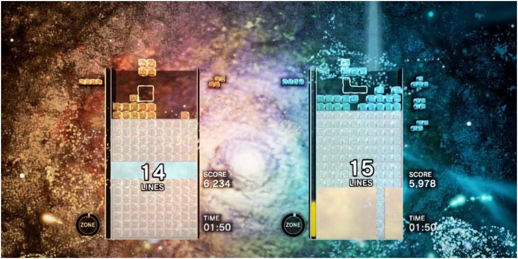 Tetris Effect Connected Playing Head To Head Against Other Players