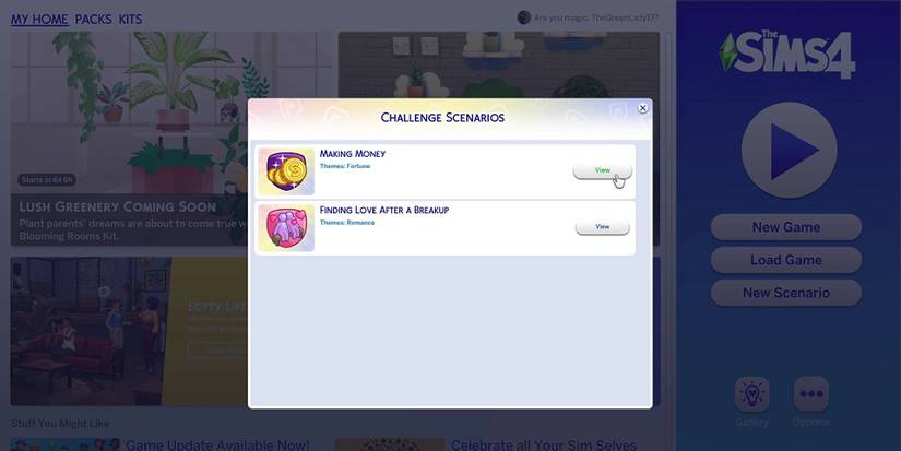 The Sims 4 choosing scenarios