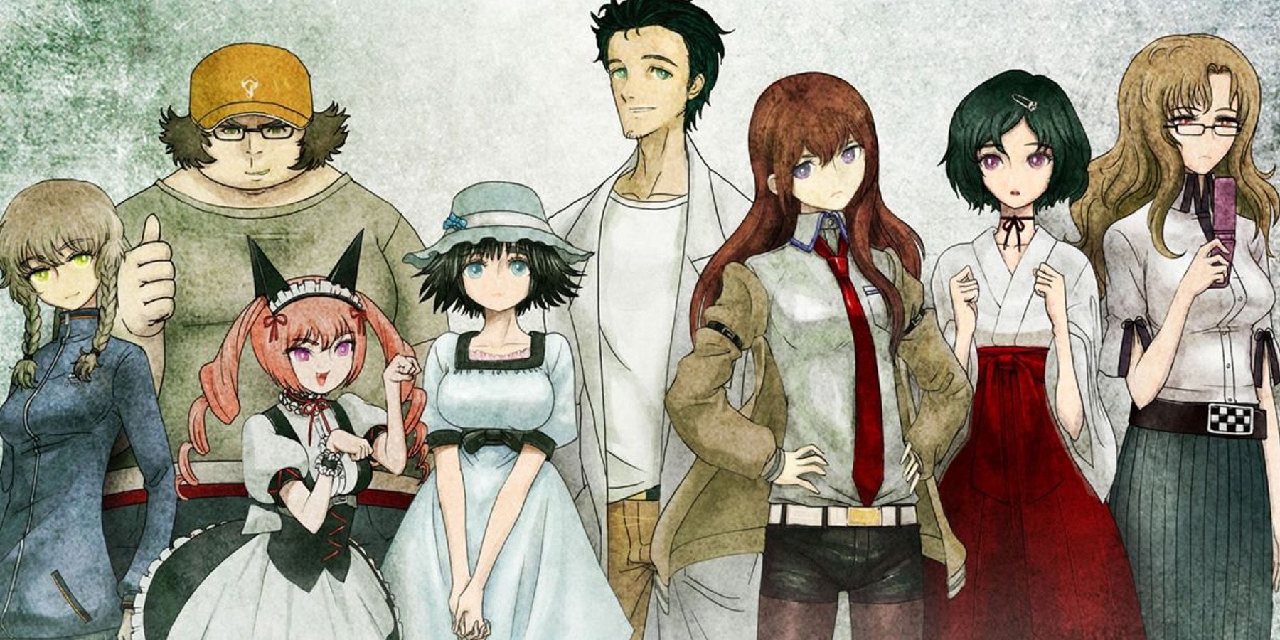 The main cast of the Steins Gate visual novel