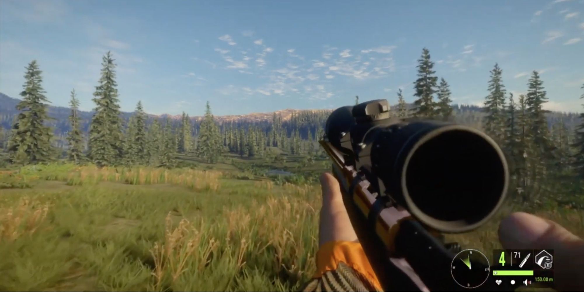 TheHunter: Call of the Wild - Player runs across a forest with .300 Canning Magnum Frontier
