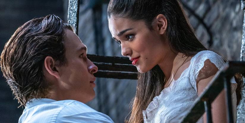 Tony and Maria on the fire escape in West Side Story