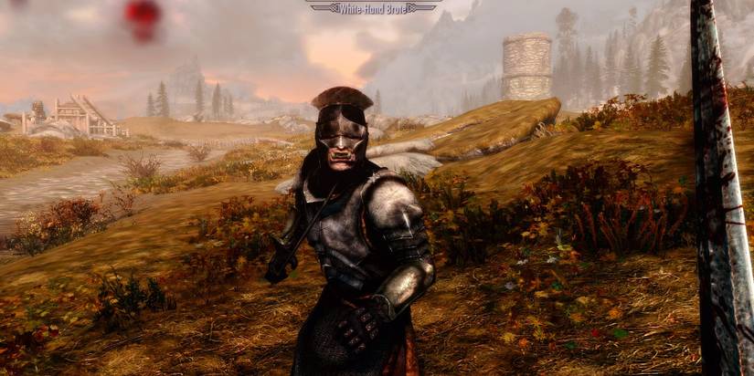 Player fighting Uruk-Hai in Skyrim