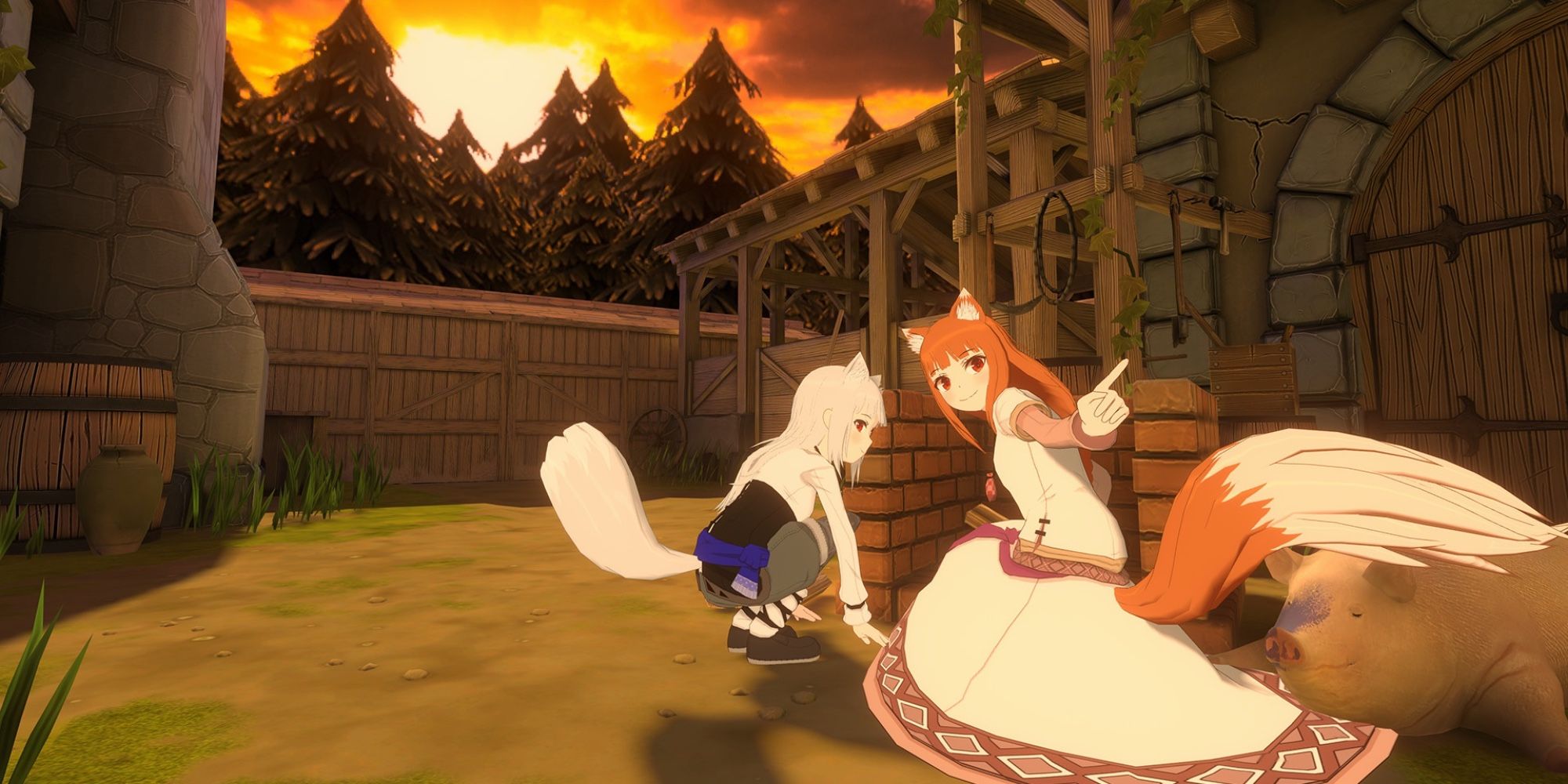 VR Visual Novels - Spice & Wolf VR 2 - Player is greeted by Holo and Myuri