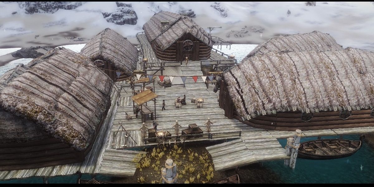 One of the settlements added by the Viking Towns of Skyrim mod