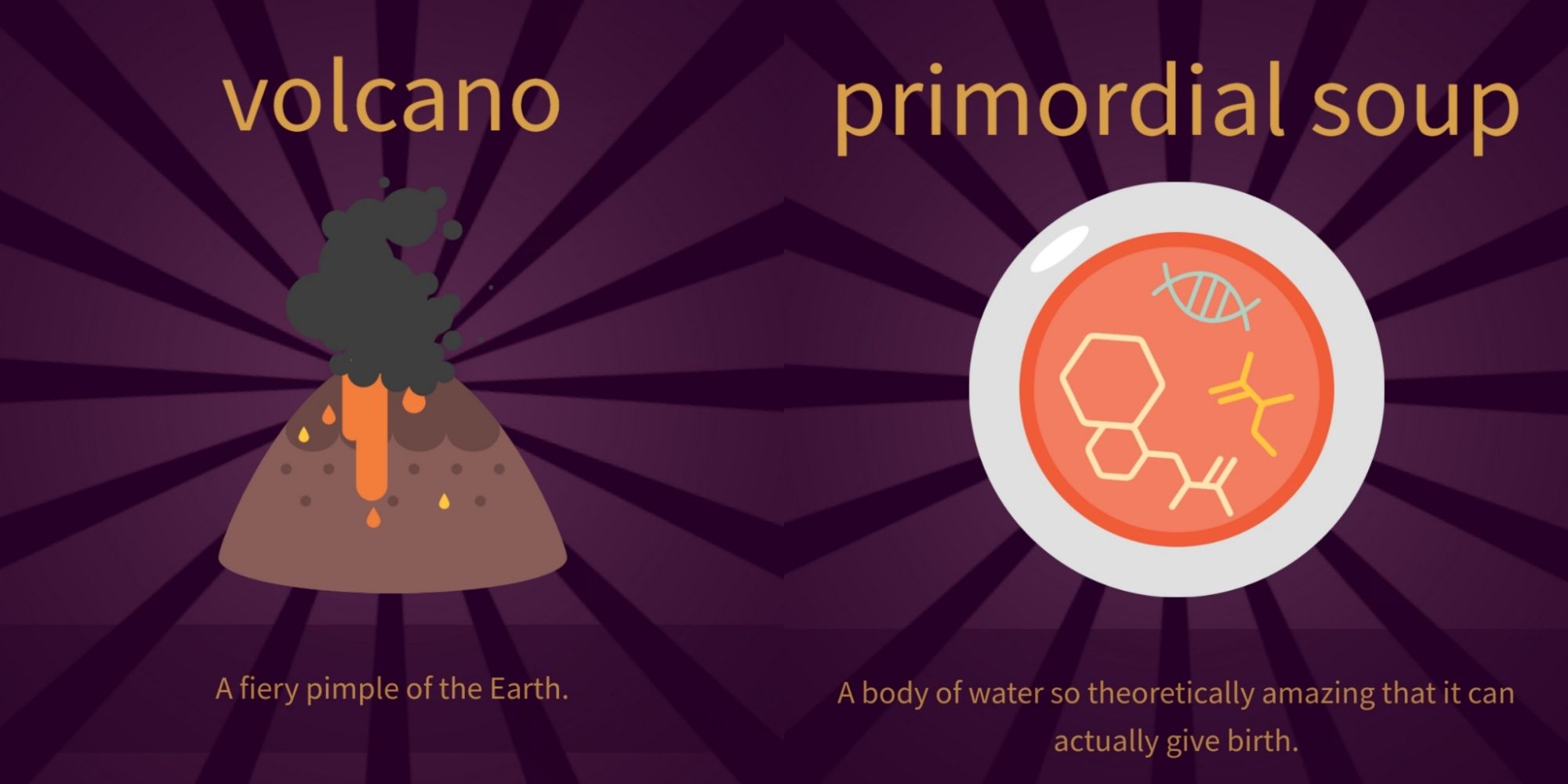 Volcano and Primordial Soup creates Life in Little Alchemy 2